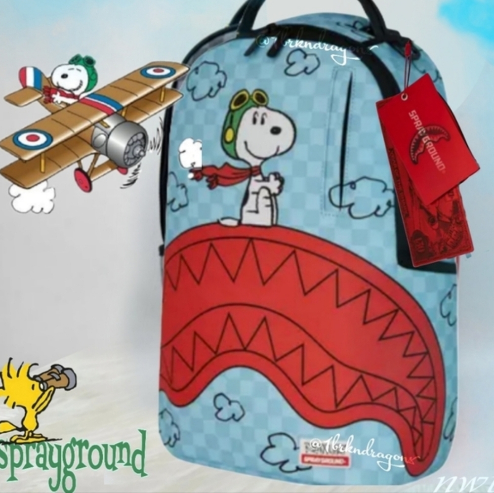 NWT Sprayground Red White Blue Snoopy Backpack Dead Stock Rare Last 1 PRISTINE - Picture 12 of 12